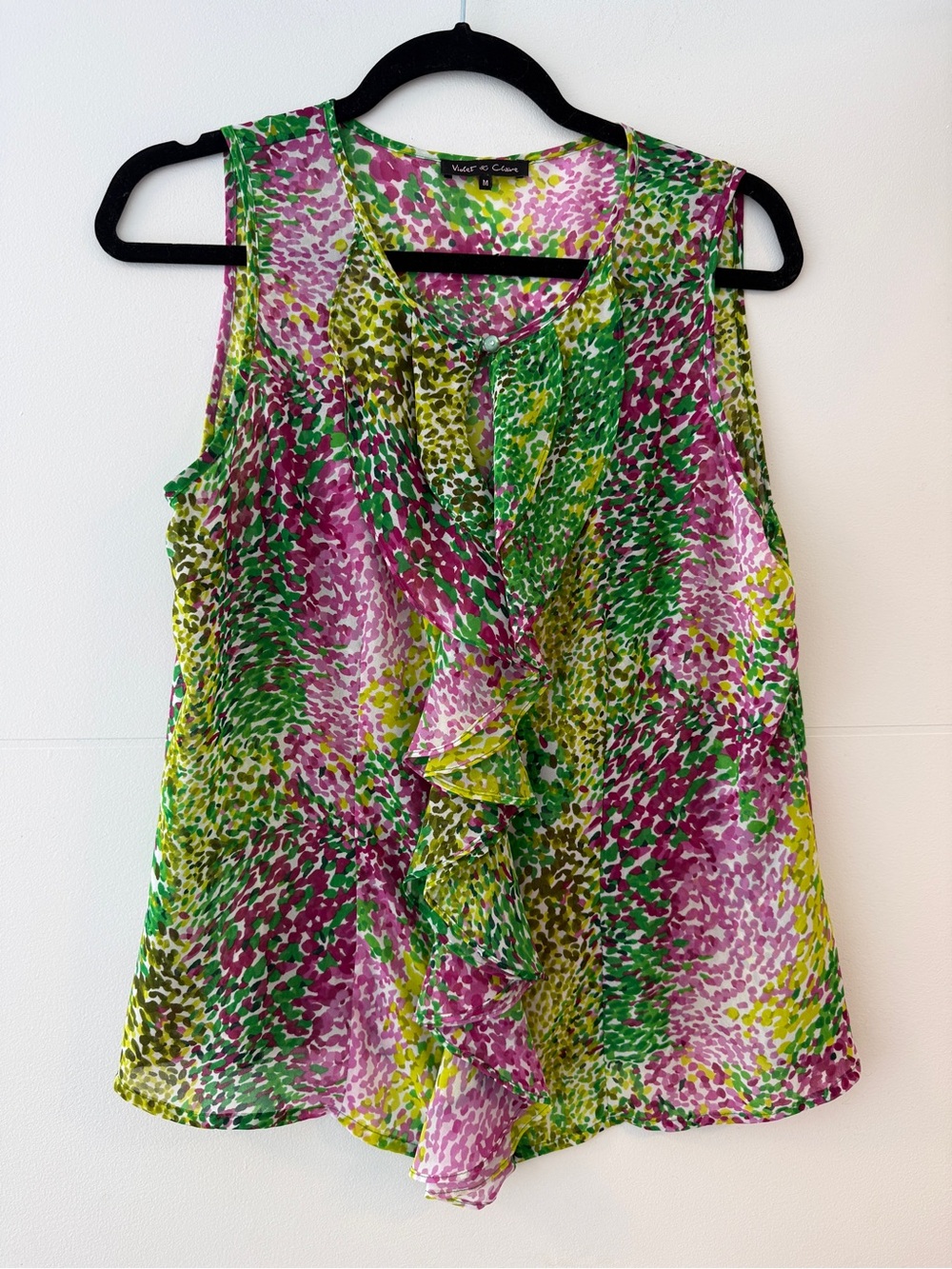 Violet & Claire Colourful Floral Ruffle Blouse Size M